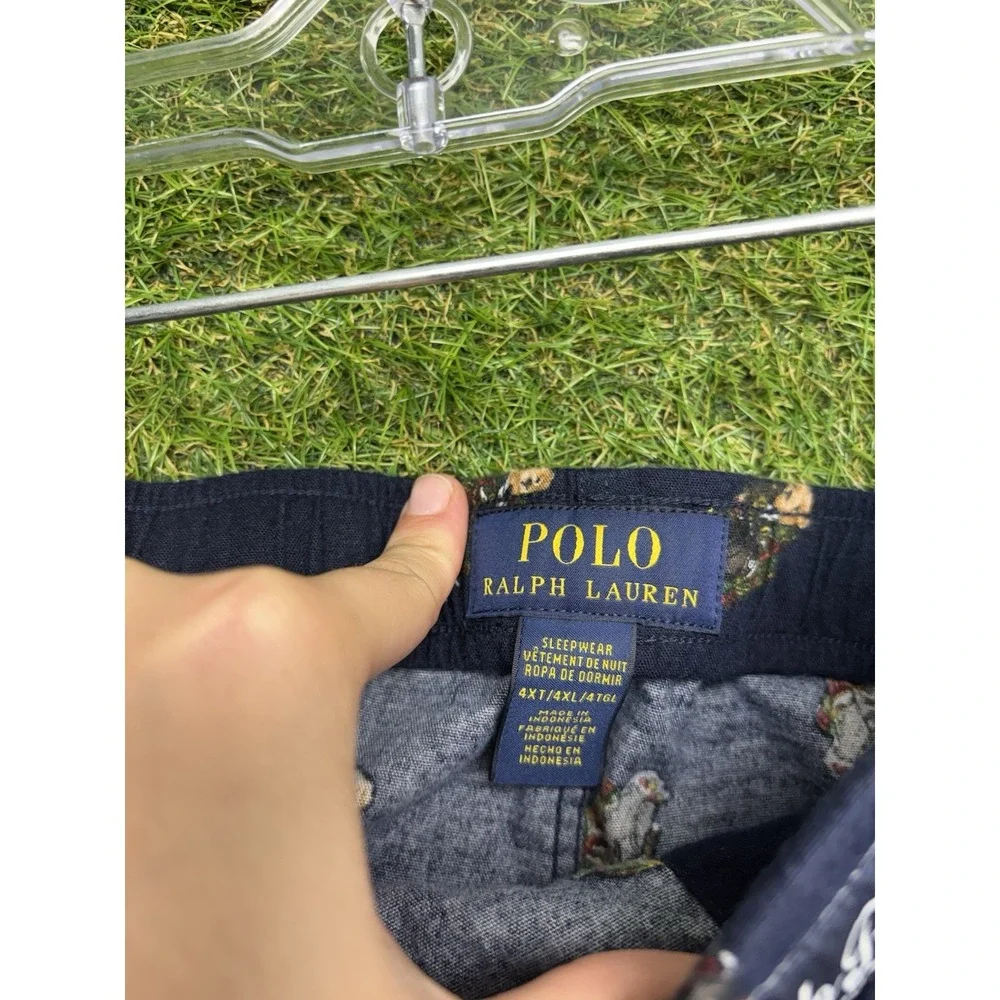 Polo Ralph Lauren Pants Mens 4XT Black Bear Sleepwear Drawstring All Over Tuxedo